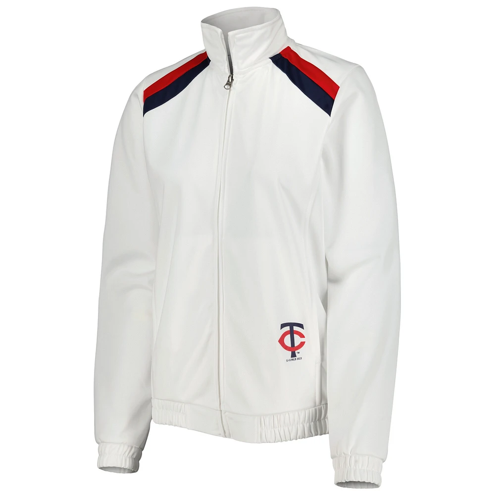 Veste de survêtement entièrement zippée à drapeau rouge Minnesota Twins G-III 4Her by Carl Banks pour femme, blanc