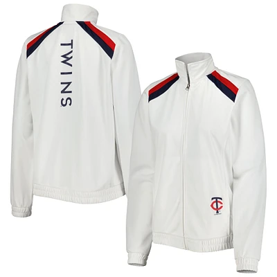 Veste de survêtement entièrement zippée à drapeau rouge Minnesota Twins G-III 4Her by Carl Banks pour femme, blanc