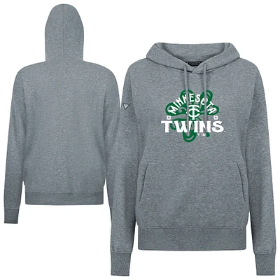 Women's Levelwear  Gray Minnesota Twins St. Patrick's Day Adorn Shamrock Pullover Hoodie
