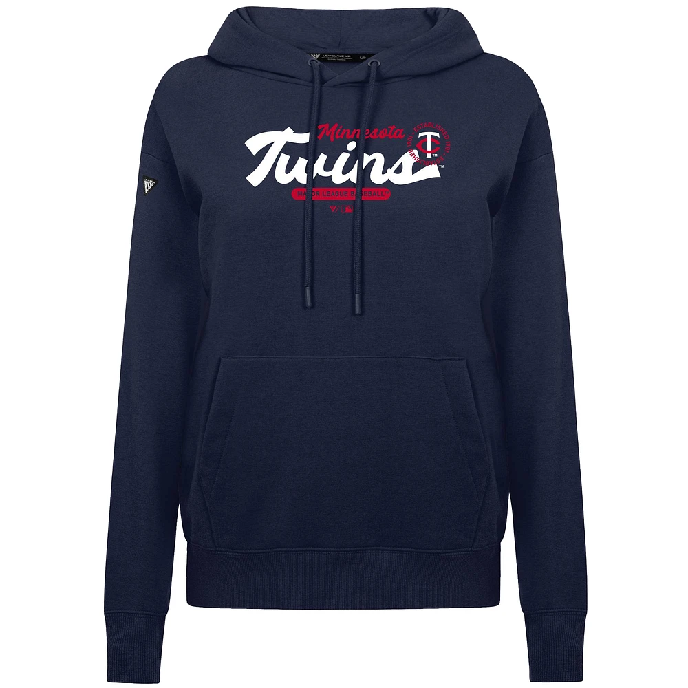 Women's Levelwear Navy Minnesota Twins Accolade Adorn Monument Pullover Hoodie