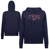 Women's Levelwear Navy Minnesota Twins  Adorn Throwback Spellout Pullover Hoodie