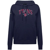 Women's Levelwear Navy Minnesota Twins  Adorn Throwback Spellout Pullover Hoodie