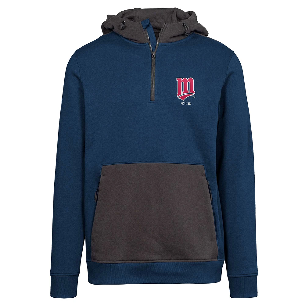 Women's Levelwear Navy Minnesota Twins Cooperstown Collection Chicane Core Logo Quarter-Zip Pullover Hoodie