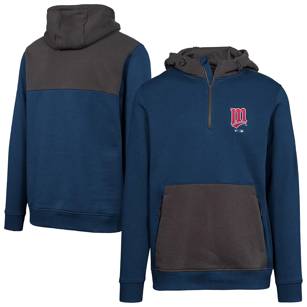 Women's Levelwear Navy Minnesota Twins Cooperstown Collection Chicane Core Logo Quarter-Zip Pullover Hoodie