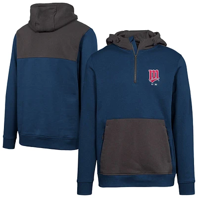 Women's Levelwear Navy Minnesota Twins Cooperstown Collection Chicane Core Logo Quarter-Zip Pullover Hoodie