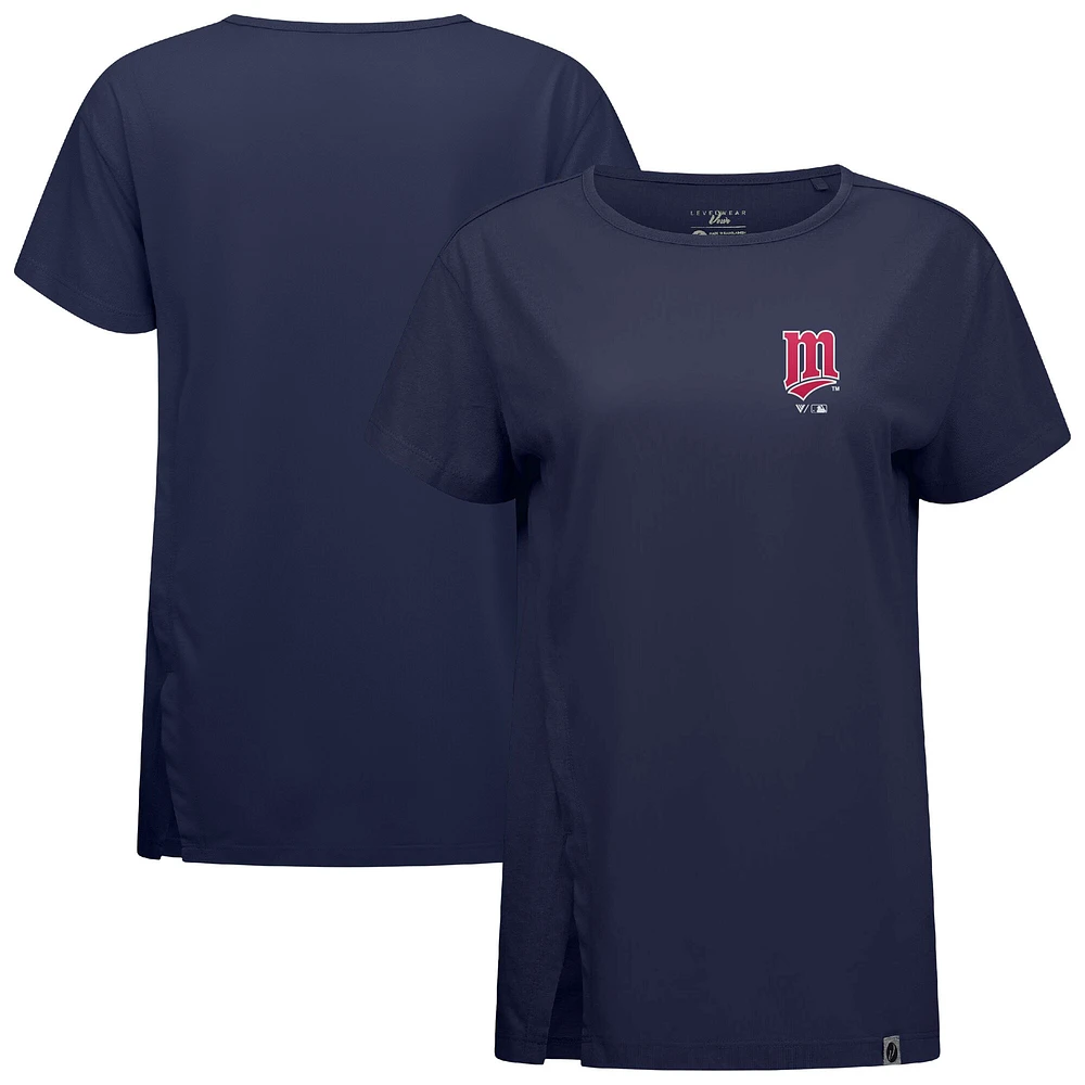 Women's Levelwear Navy Minnesota Twins Cooperstown Collection Influx Core Logo T-Shirt