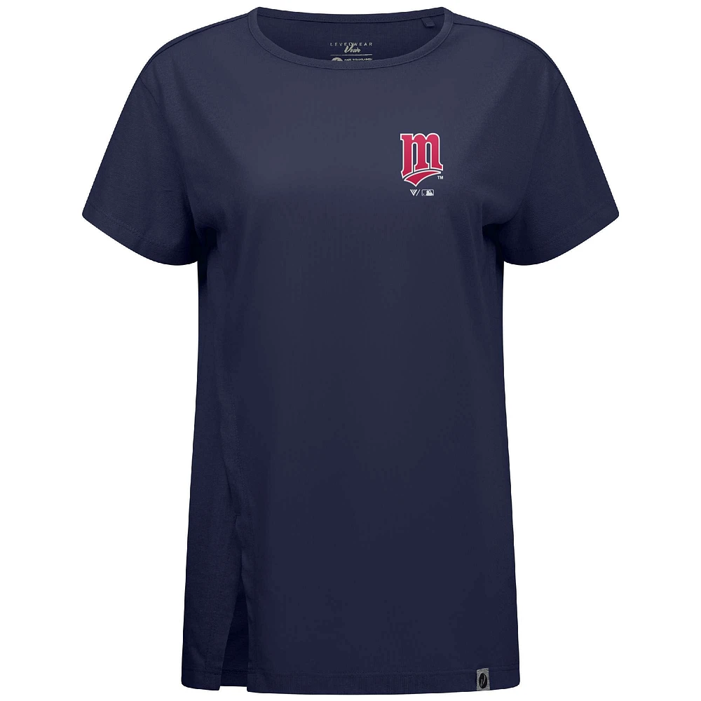 Women's Levelwear Navy Minnesota Twins Cooperstown Collection Influx Core Logo T-Shirt