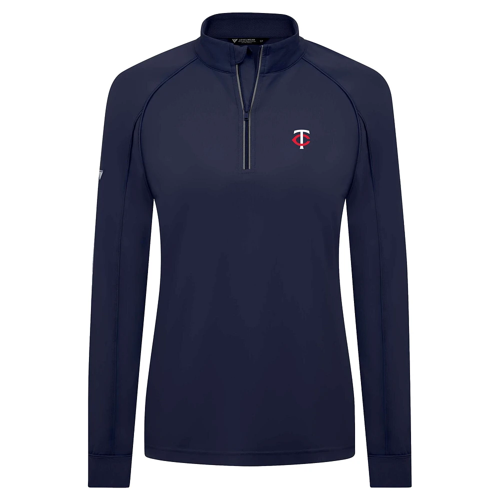 Haut à glissière quart de tour Kinetic Insignia Core Raglan bleu marine pour femme des Twins du Minnesota Levelwear