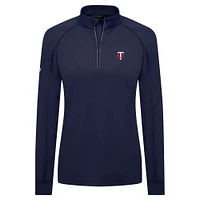 Haut à glissière quart de tour Kinetic Insignia Core Raglan bleu marine pour femme des Twins du Minnesota Levelwear