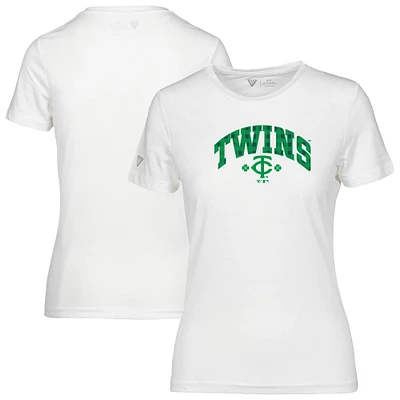 Women's Levelwear White Minnesota Twins St. Patrick's Day Maddox Plaid T-Shirt