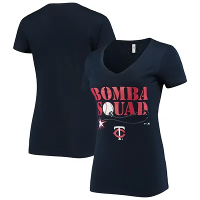 Women's New Era White/Heathered Navy Minnesota Twins Colorblock V-Neck T-Shirt