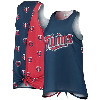 Minnesota Twins Women's Repeat Logo Tie-Back Racerback Tank Top - Navy