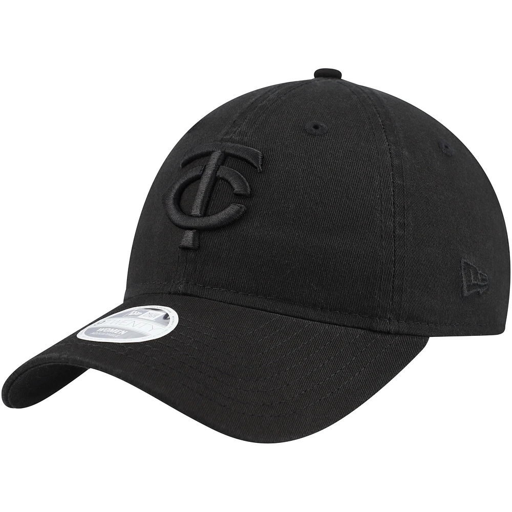 Casquette réglable New Era Minnesota Twins noir sur noir Core Classic 9TWENTY pour femme