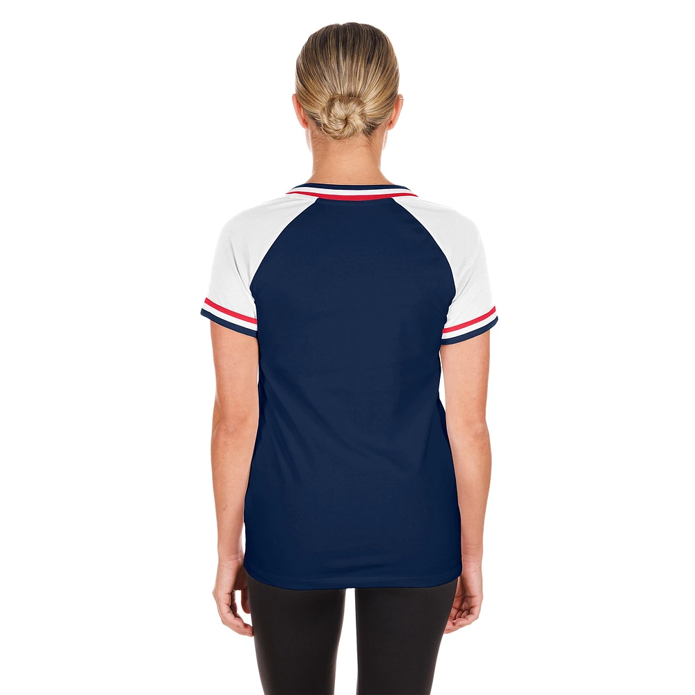 Women's New Era Navy Minnesota Twins Gameday Raglan V-Neck T-Shirt