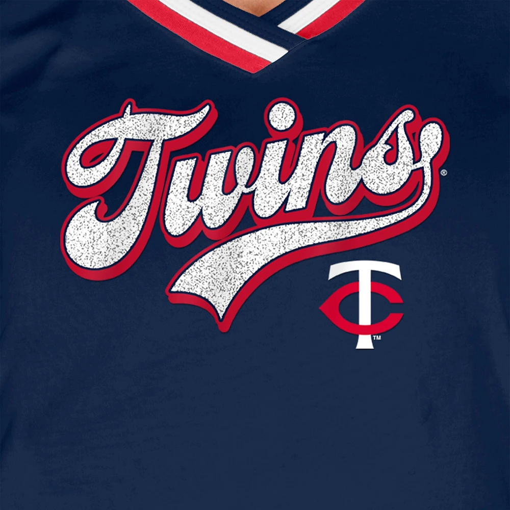 Women's New Era Navy Minnesota Twins Gameday Raglan V-Neck T-Shirt