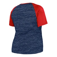 T-shirt à col en V raglan teint par espacement pour femme New Era bleu marine Minnesota Twins Taille Plus