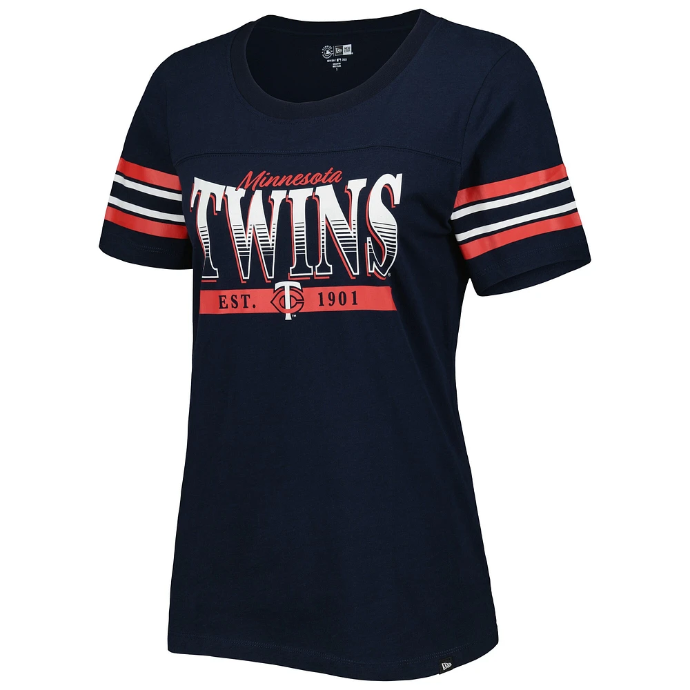 Women's New Era Navy Minnesota Twins Team Stripe T-Shirt