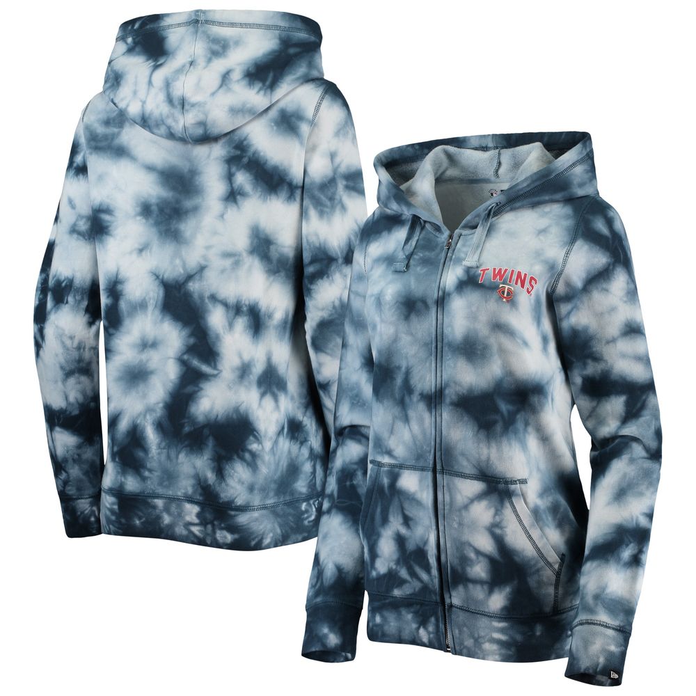 Women's New Era Navy Minnesota Twins Tie-Dye Full-Zip Hoodie