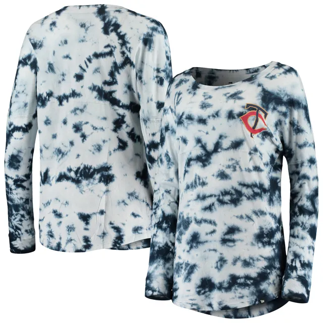 Milwaukee Brewers New Era Women's Tie-Dye Cropped Long Sleeve T-Shirt - Navy