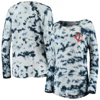 Women's New Era Navy New England Patriots Tie-Dye Long Sleeve T-Shirt