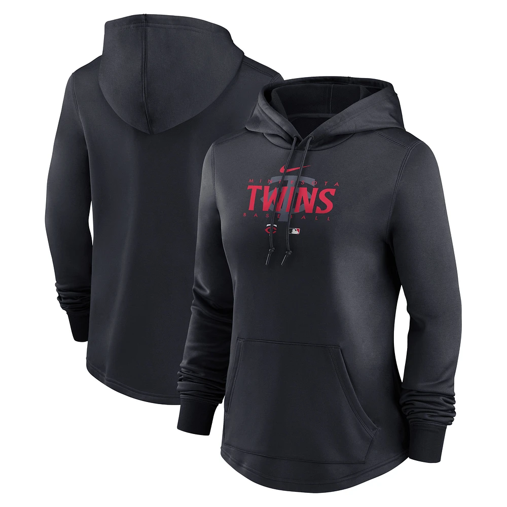 Sweat à capuche Performance d'avant-match Nike Minnesota Twins Authentic Collection pour femme, noir