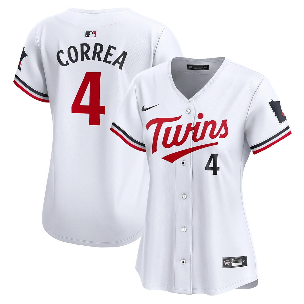 Maillot de joueur Nike Carlos Correa Minnesota Twins Home Limited pour femme, blanc