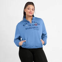 Women's Nike Light Blue Minnesota Twins Rewind Splice Half-Zip Semi-Cropped Bubble Hem Sweatshirt