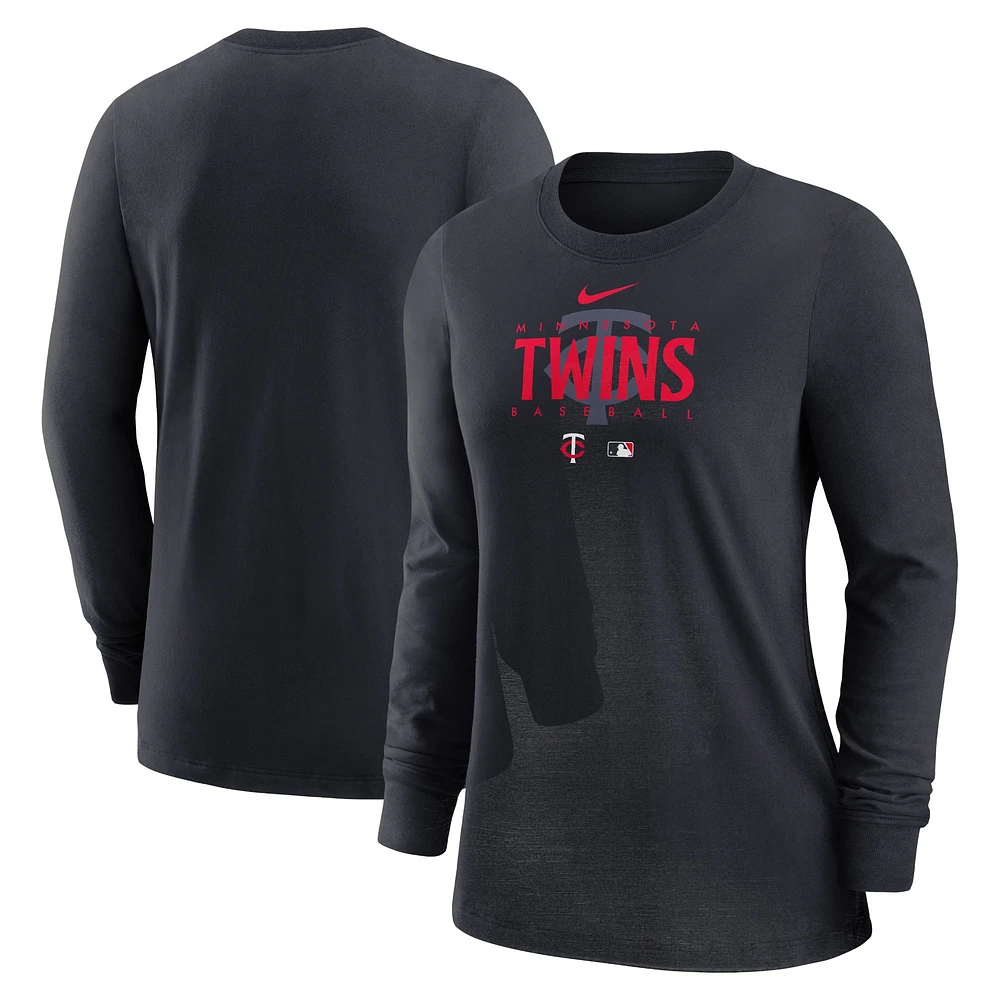 T-shirt à manches longues Nike Minnesota Twins Authentic Collection Legend Performance pour femme