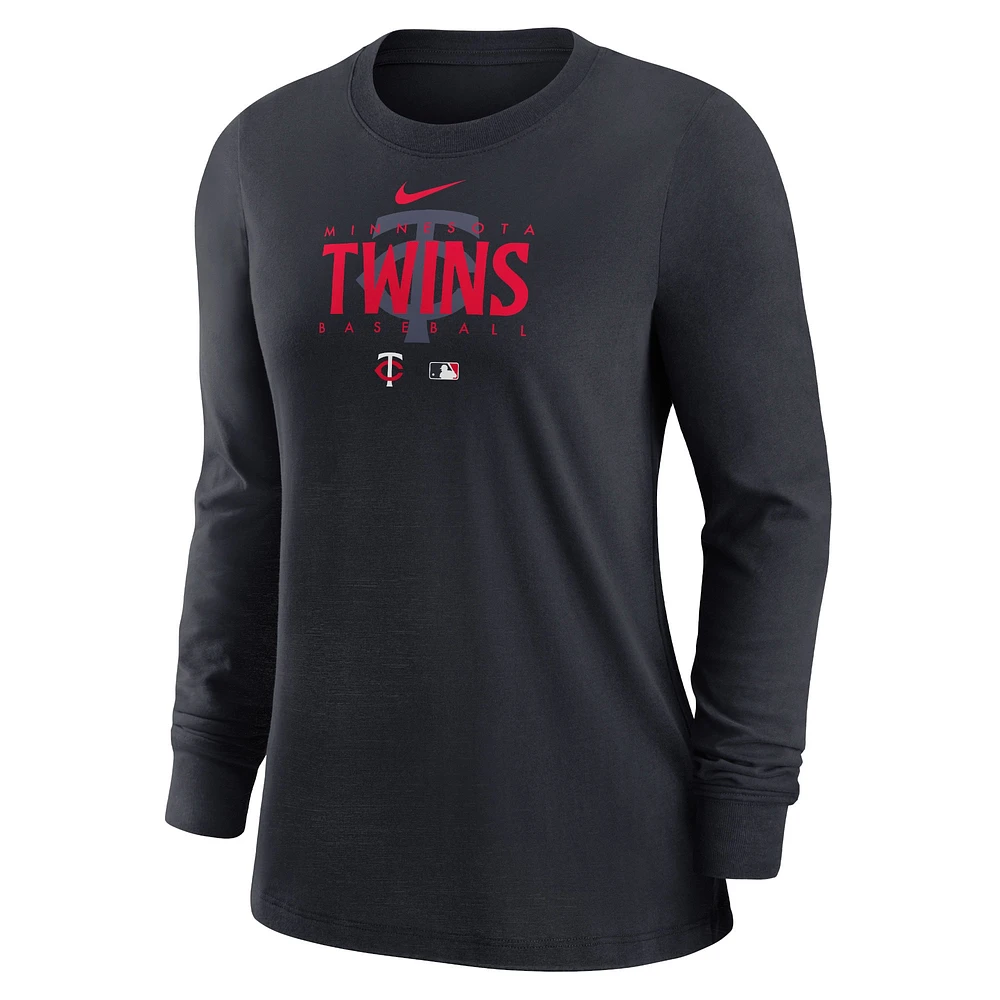 T-shirt à manches longues Nike Minnesota Twins Authentic Collection Legend Performance pour femme