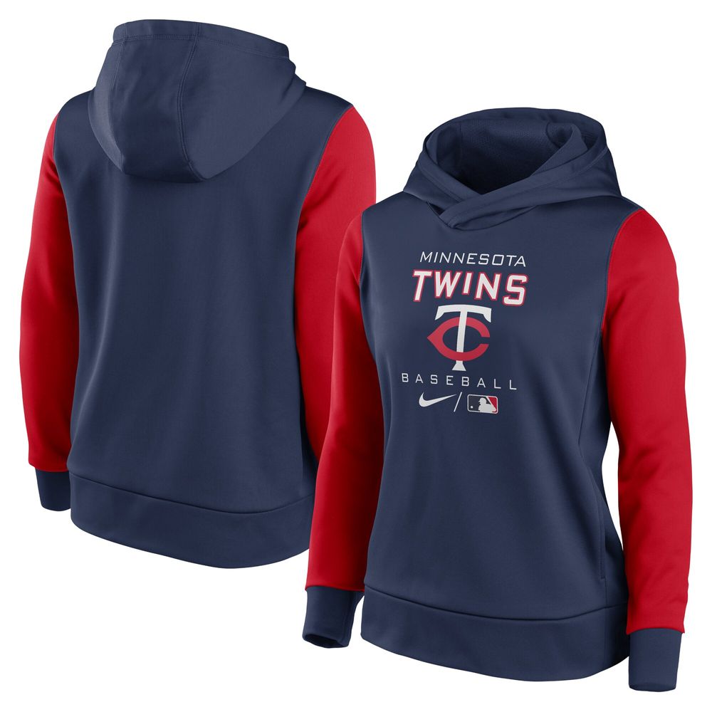 Women's Nike Navy/Red Minnesota Twins Authentic Collection Pullover Hoodie