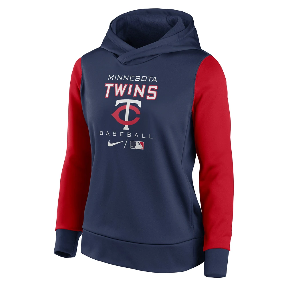 Women's Nike Navy/Red Minnesota Twins Authentic Collection Pullover Hoodie