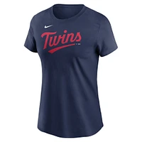 T-shirt Nike Minnesota Twins 2023 Wordmark pour femme - Bleu marine