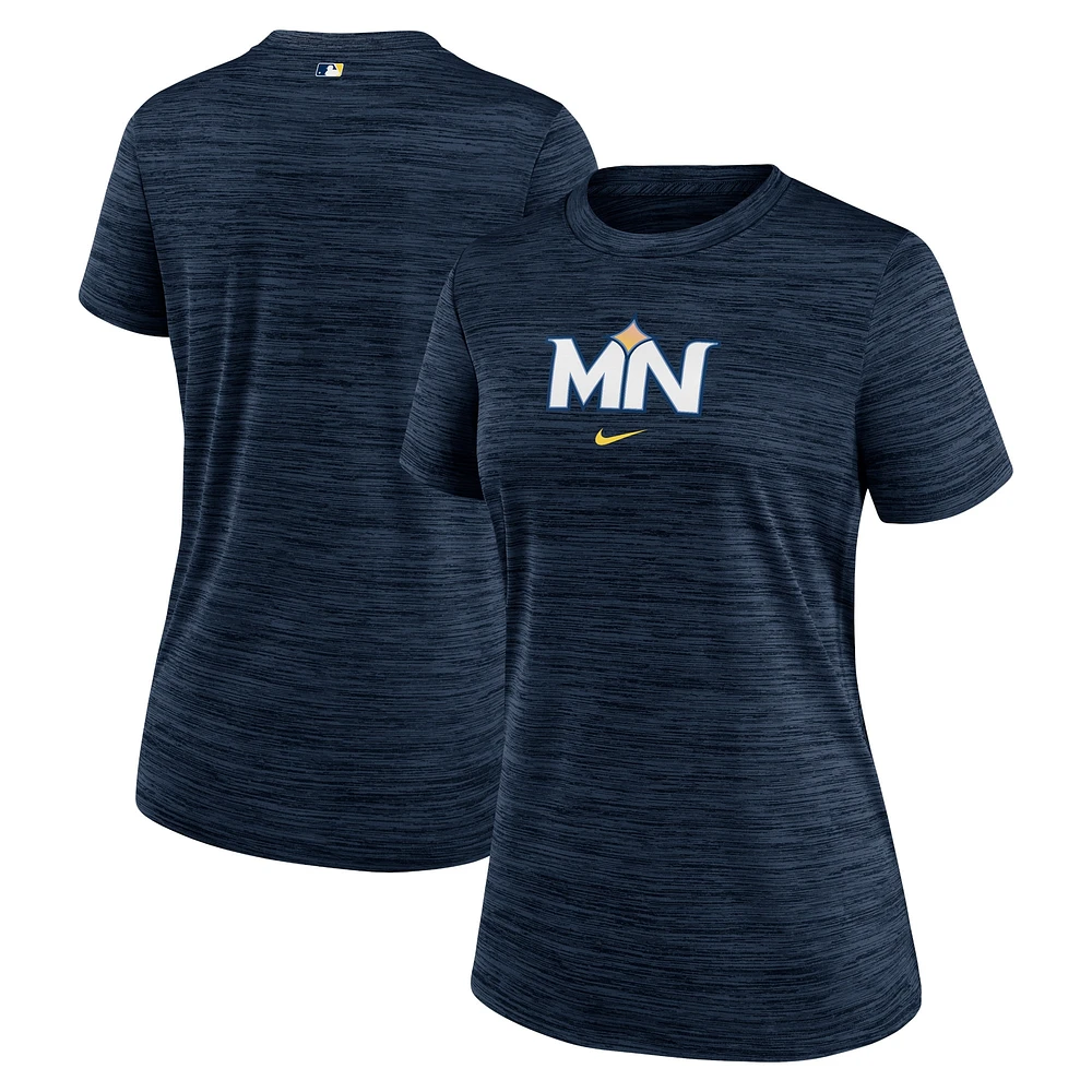 T-shirt Nike bleu marine Minnesota Twins 2024 City Connect Authentic Collection Velocity Performance pour femme