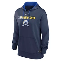 Sweat à capuche Nike bleu marine Minnesota Twins Authentic Collection City Connect Performance pour femme