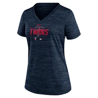 Women's Nike Navy Minnesota Twins Authentic Collection Velocity Practice Performance V-Neck T-Shirt