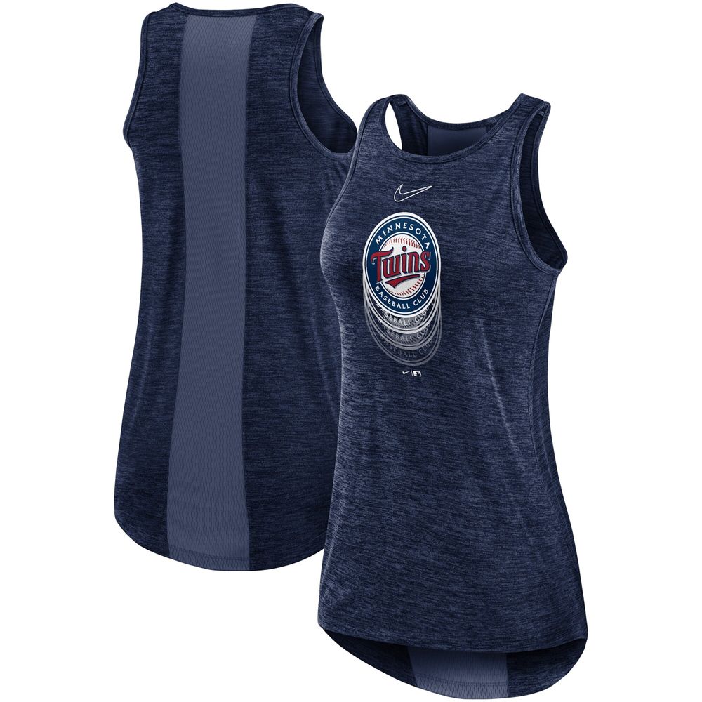 Women's Nike Navy Minnesota Twins Logo Fade High Neck Performance Tank Top