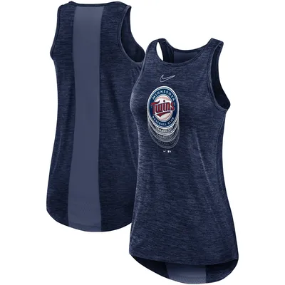 Minnesota Twins Nike Women's Logo Fade High Neck Performance Tank Top - Navy