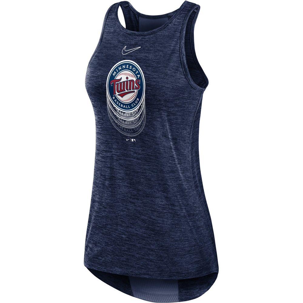 Women's Nike Navy Minnesota Twins Logo Fade High Neck Performance Tank Top