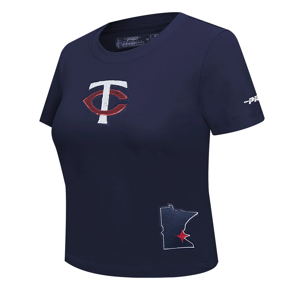 Women's Pro Standard  Navy Minnesota Twins Game Day Classics Baby Doll Cropped T-Shirt