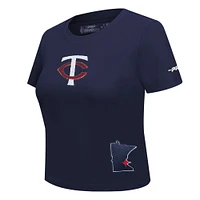 Women's Pro Standard  Navy Minnesota Twins Game Day Classics Baby Doll Cropped T-Shirt