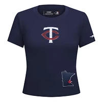 Women's Pro Standard  Navy Minnesota Twins Game Day Classics Baby Doll Cropped T-Shirt