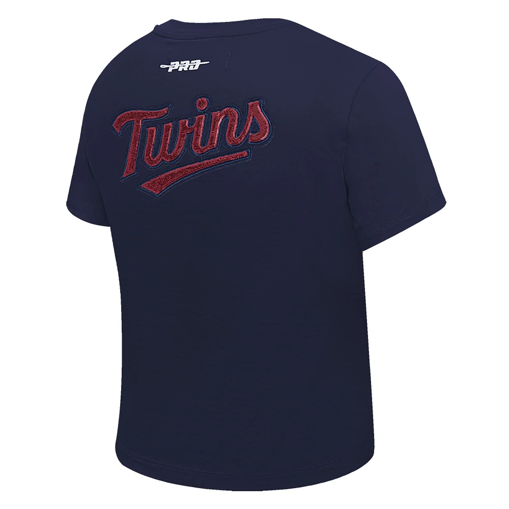 Women's Pro Standard  Navy Minnesota Twins Game Day Classics Baby Doll Cropped T-Shirt