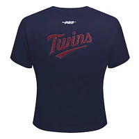 Women's Pro Standard  Navy Minnesota Twins Game Day Classics Baby Doll Cropped T-Shirt