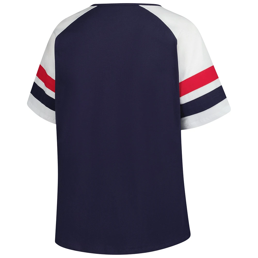 Women's Profile  Navy Minnesota Twins Plus Sized Arched Notch Neck T-Shirt