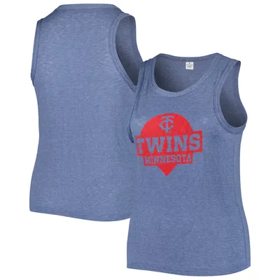 Minnesota Twins Soft as a Grape Women's Plus High Neck Tri-Blend Tank Top - Navy