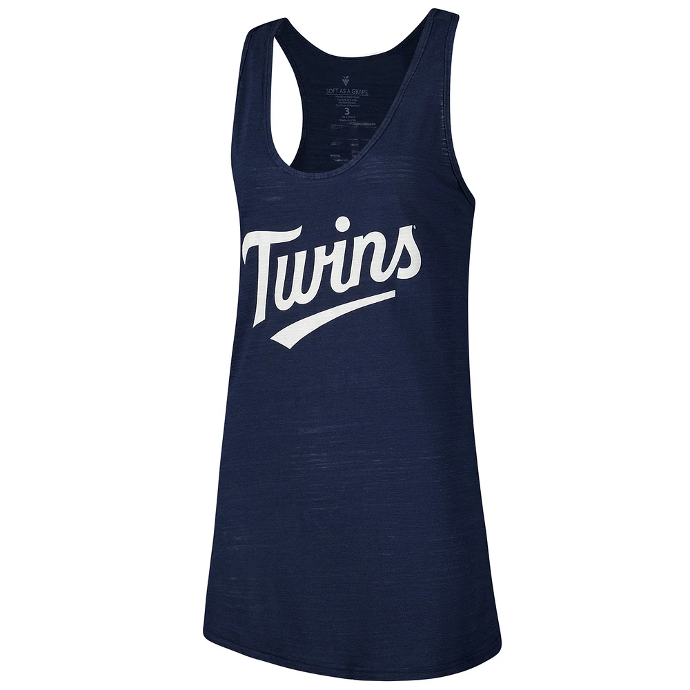 Women's Soft as a Grape Navy Minnesota Twins Plus Swing for the Fences Racerback Tank Top