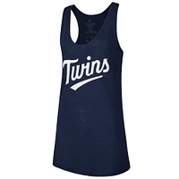 Débardeur à dos nageur doux comme un raisin bleu marine Minnesota Twins pour femmes Swing for the Fences