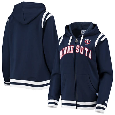 Sweat à capuche zippé Starter Minnesota Twins Vintage bleu marine pour femme