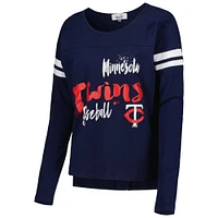 Women's Touch Navy Minnesota Twins Free Agent Long Sleeve T-Shirt