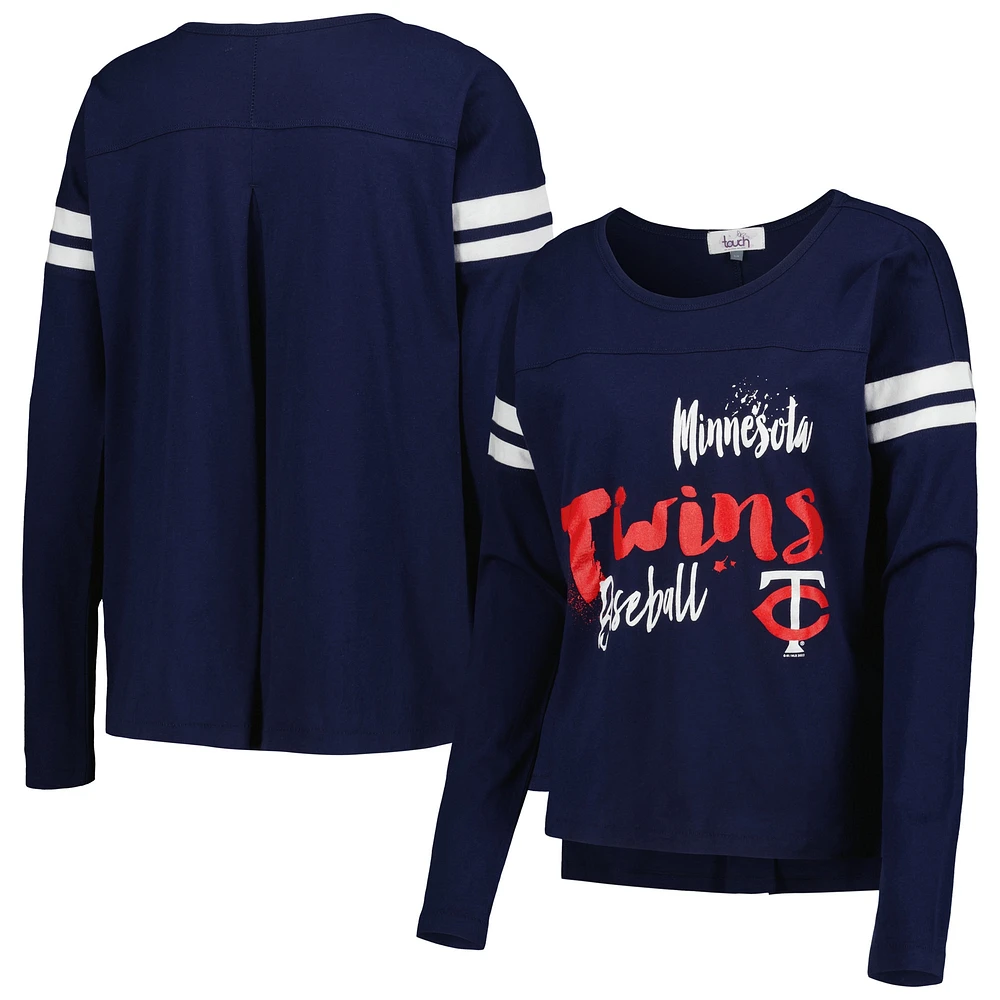 Women's Touch Navy Minnesota Twins Free Agent Long Sleeve T-Shirt